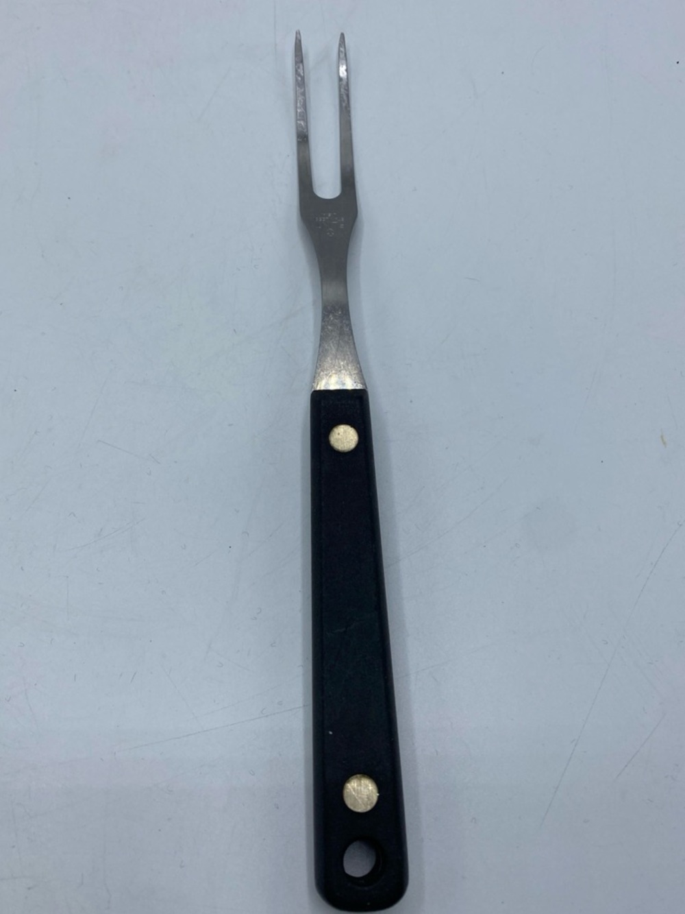 Vintage Flint Kitchen Cooking Utensil Fork Black Composite Handle 9” 2 Prong